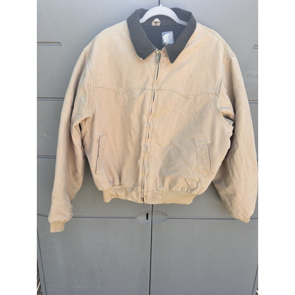 VTG CARHARTT JQ2395 LINED JACKET BOMBER SANTA FE BEIGE CHORE COAT SZ XL